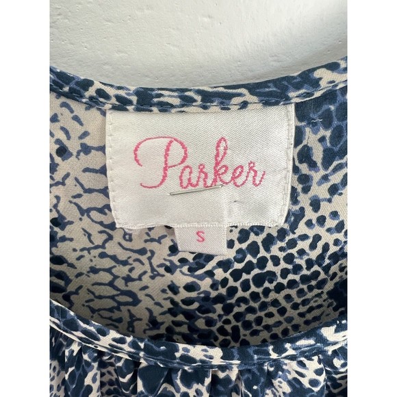 Parker Cold Shoulder Silk Blue Snake Print Dress S Small - Picture 3 of 5